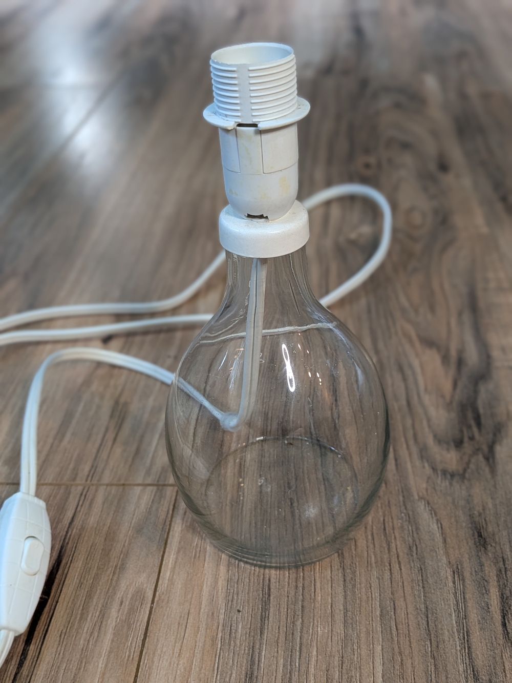 IKEA Clear Glass Bulb-Shaped Pendant Lamp with White Cord